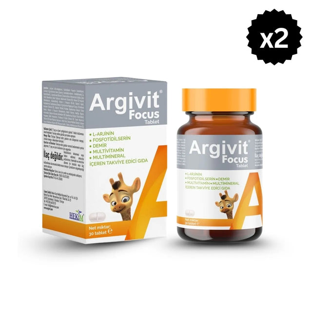 Argivit Focus supplement bottle and packaging on a white background