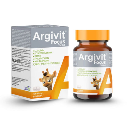 Argivit Focus supplement bottle and packaging on a white background